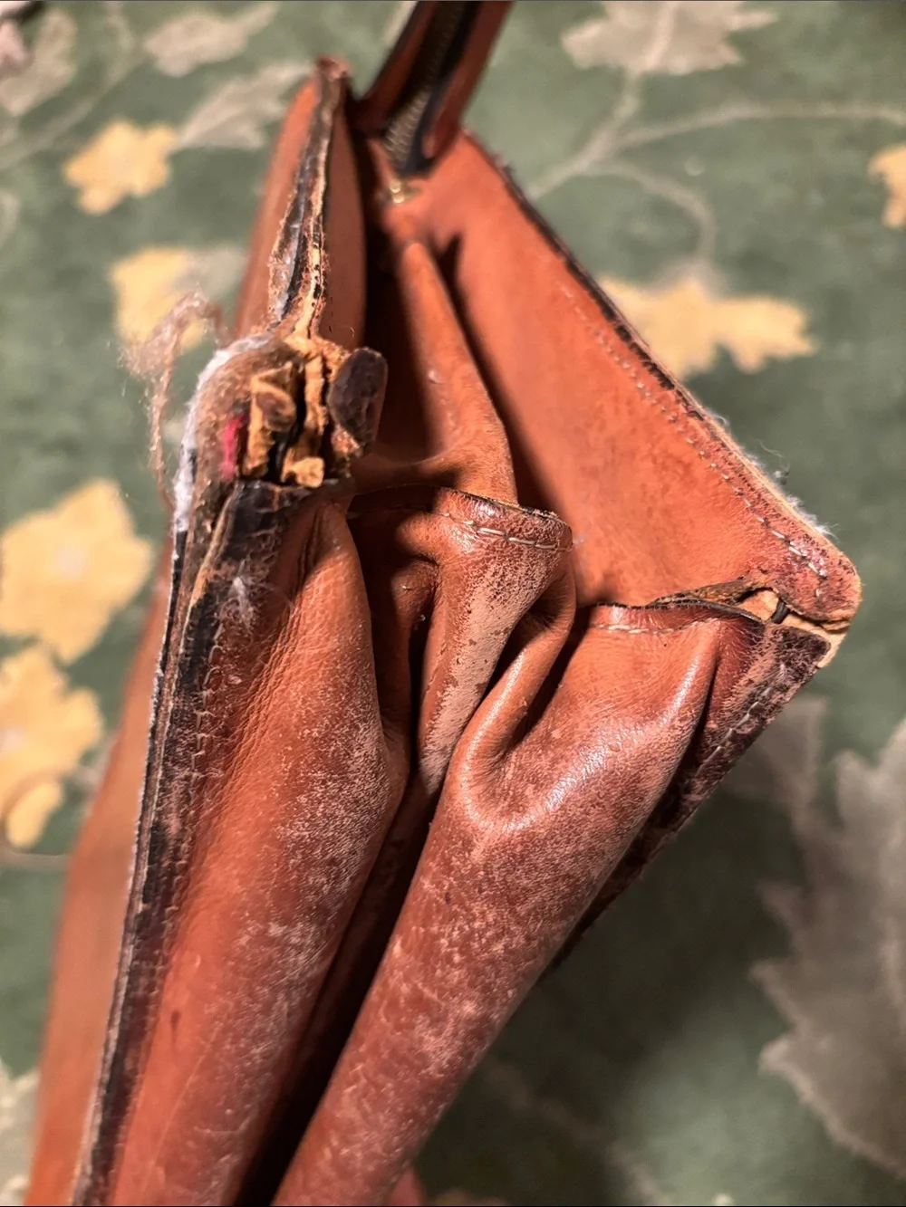 Men's Tan Leather Briefcase with Top Handle